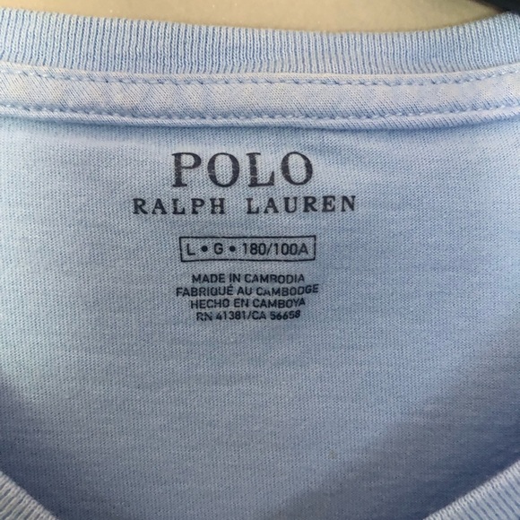 Polo Ralph Lauren Size Large Short Sleeve V Neck Light Blue T Shirt # - Picture 4 of 7